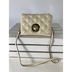 KATE SPADE,SMALL IVORY PEBBLED LEATHER QUILTED CROSSOBODY